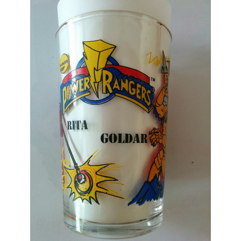 Verre décoré POWER RANGERS Rita Goldar moutarde Amora Verre décoré POWER RANGERS Rita Goldar moutarde Amora